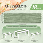 18 Pack Cheesecloth Table Runner 10FT Sage Green Table Runner Boho Gauze Cheese Cloth Table Runners Long Rustic Sheer Table Decorations for Wedding Party Baby Bridal Shower Birthday Holiday Home - Image 2