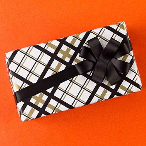 WRAPAHOLIC Reversible Wrapping Paper - 24 inch X 65.6 feet Jumbo Roll Black and Gold Design for Birthday, Holiday, Aniversary Wrap - Image 6