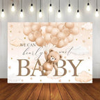Bear Baby Shower Backdrop We Can Bearly Wait Party Decorations Background for Boy Bear Theme Baby Shower Banner Photo Booth Prop (Brown, 10x7ft) - Image 4