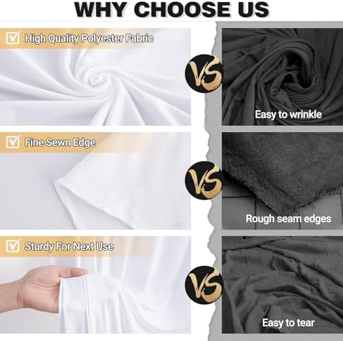 20x10FT Backdrop Curtains with Rod Pockets - Wrinkle Free Photo Stage Backdrop 4 Panels Curtains Drapes for Photography Wedding Party Baby Shower Decorations (White) - Image 7