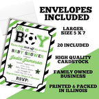 Amanda Creation Custom Baby Shower Invites Soccer Baby Shower Invitation 20 5x7 Custom Personalized Green Soccer Ball Invites With Envelopes - Image 6