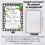 Amanda Creation Custom Baby Shower Invites Buffalo Plaid Pinecone Baby Shower Invitation 20 5x7 Personalized Pinecone Buffalo Plaid Invites With Envelopes - Image 7