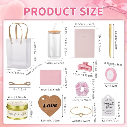 90Pcs Baby Shower Prizes for Game Winners Gifts Wedding Bridal Shower Gifts Including Glass Cans Notebooks Soy Candles Hair Clips for Baby Shower Wedding Bridal Shower Game Prizes (Pink, 8 Sets) - Image 3
