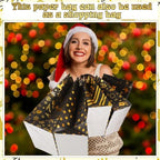 Humyoun 24 Pack Christmas Paper Gift Bags Bulk Assorted Sizes, Black,Gold - Image 7