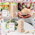 80 Wedding Guest Book Alternative tumbling tower Wooden Block, Wildflower - Image 6