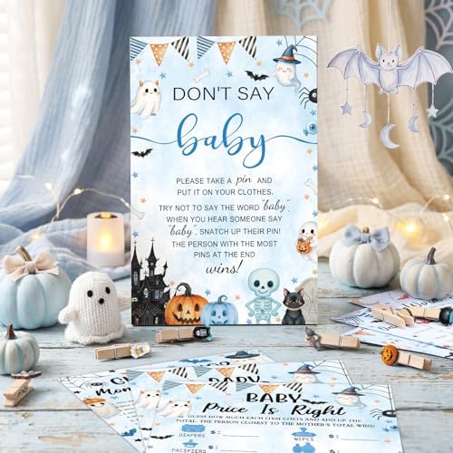 Patelai 321 Pcs Baby Shower Games Supplies, Blue Halloween - Image 2