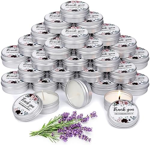 MTLEE 50 Pcs Wedding Candles Gift Favors for Guests 1 Oz, Thank You by MTLEE
