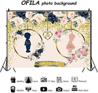 Gender Reveal Backdrop 12x8ft Navy and Blush Flower Gold Dots Photography Backdrop He or She What Will Baby Be Gender Reveal Party Backdrop Kids Newborn Portrait Photo Backdrop - Image 5