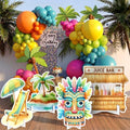 Honoson Large 32" Tiki Aloha Luau Party Decoration Cardboard Cutouts, Tiki Bar Totem Backdrop Standup Yard Signs for Hawaiian Party Supplies Tropical Summer Beach Pool Photo Booth Props by Honoson