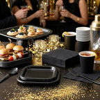 Vyntra 350 Pcs Black Square Paper Plates and Napkins Set, Serves 50 - Image 7