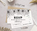 50 Blank RSVP Cards,RSVP Postcards No Envelopes Needed,Floral Print Response Card,RSVP For Wedding,Baby Shower,Bridal Shower - Image 3