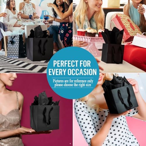 Aosric 12 Pack 12"x12"x12" Black Square Gift Bags with Tissue Paper - Image 7
