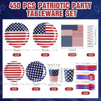 450 Pcs Tableware Set, Serve 50, Red Blue White, Usa Flag - Image 2