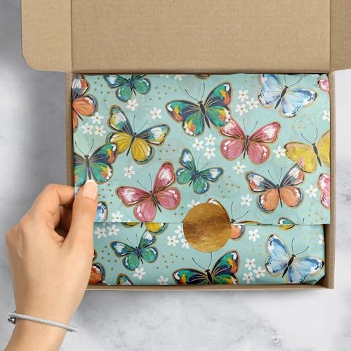Jillson & Roberts 20" x 30" Printed Gift Tissue, Colorful Butterflies (48 Folded Sheets) - Image 4
