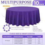 Showgeous 90 Inch Purple Round Tablecloths, Polyester Table Covers - Image 2