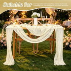 20 Pack Ivory Table Runner 17 x 108inch Cheesecloth Table Runner Rustic Boho Gauze Sheer Fabric Cheese Cloth Table Runners for Wedding Party Bridal Baby Shower Birthday Spring Table Decor - Image 5