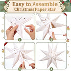 Youyole 12 Set Christmas Paper Star Lantern with Lights, 8 Pointed - Image 4