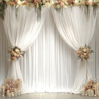 20ft x 10ft Ivory Backdrop Curtains for Parties Weddings, Wrinkle Free Silky Polyester Fabric Photo Backdrop Drapes, 4 Panels 5X 10 ft Cream Backgrounds Cloth for Birthday Baby Shower Photography by Nobed+HHT