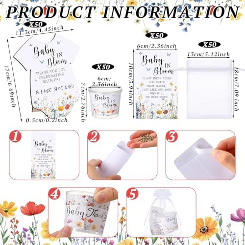 Hushee 151 Pcs Wildflower Baby in Bloom Favors Baby Shower Decorations - Image 2