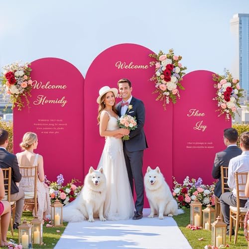 Hot Pink Arch Backdrop Cover 7.2ft 6.6ft 6ft Arch Cover Set of 3 Arch Covers Stretchy Backdrop for Wedding Party Baby Shower Birthday Photography Spandex Arch Stand Covers Backdrop Curtains Decor - Image 3