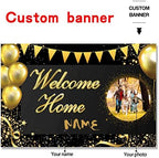 Custom Welcome Home Banner Decoration, Black Gold Welcome Back Home Yard Sign for Outdoor Decor, Military Homecoming Deployment Returning Party Supplies(5x7.5ft) - Image 2