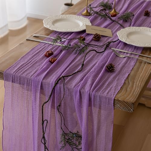 6Pcs Lilac Cheesecloth Table Runner 120 Inches for Party Home Decor by KEKETOARRANGE