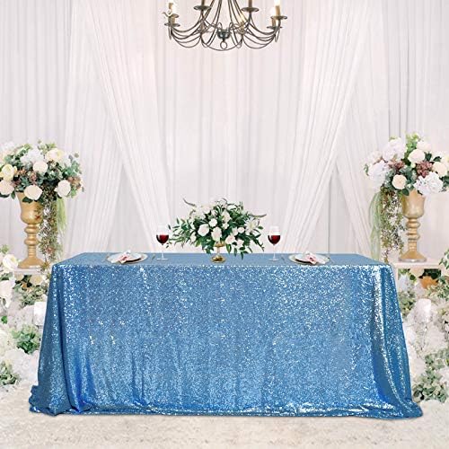 SoarDream Baby Blue Sequin Tablecloth 90"x156" Baby Shower Table Cloth by SoarDream