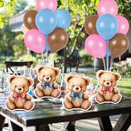 12 Sets Bear Balloon Stand Kit for Table Bear Baby Shower Centerpieces for Tables Gender Reveal Party Decoration Pink Blue Bear with Balloon for Baby Bear Temed Gender Reveal Party Supplies - Image 2