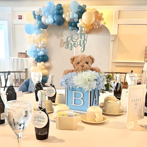 8 Set Baby Shower Centerpieces for Tables - 6 inch Wooden Boxes with Baby Letters Rustic Cube Planter Wood Blocks for Gender Reveal Party Favor (Blue) - Image 6