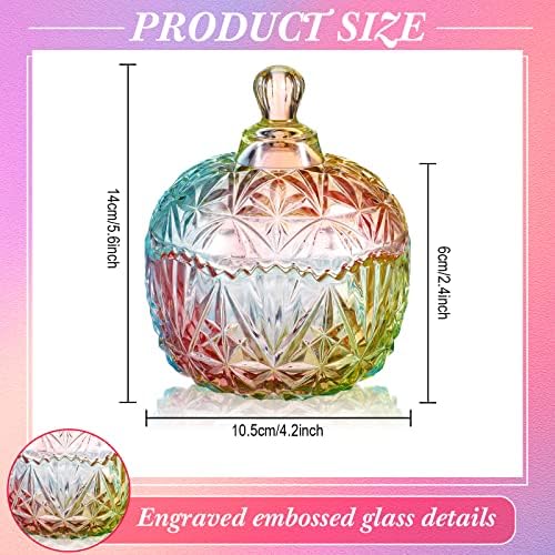 Tanlade 8 Pcs Glass Candy Jar with Lids Crystal Decorative Small Candy Dish Apothecary Jar with Lids Covered Glass Bowl Cute Jewelry Box Cookie Snack for Home Party Wedding (Colored) - Image 3