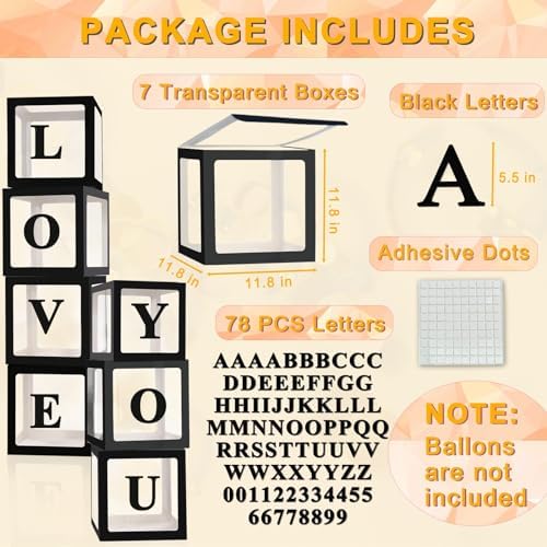 Ledido Transparent Balloon Boxes with 78 Letters Numbers for Custom Name - Image 2