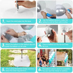 2 Sets Adjustable Balloon Column Stand Kit with Bases（Teal Blue Silver） - Image 5