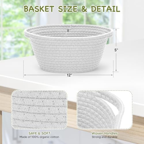 6 Pack Baskets for Gifts Empty, 12"x 8"x 5" White Woven Gift Baskets with 6 Bags and 6 Bows, Bulk Storage Baskets with Handles for Raffle, Baby Shower, Wedding, Party Favors - Image 2