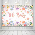 8x6FT Baby Shower Backdrop Oh Baby Sign Spring Flower Butterfly Mushroom Background for Boys Girls Kids Gender Reveal Party Decorations Family Photo Booth Props by RiePoiia
