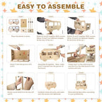 fun-plus Baby Shower Crate Closet, Bus Shape Baby Shower Basket with Handle Baby Storage Crate, Wooden Crate for Pregnancy New Parent (Bamboo made) - Image 5