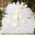 Cinnvoice 28 Pcs Snowflake Fans and Honeycomb Balls Winter Wonderland Decor by QinYee