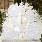 Cinnvoice 28 Pcs Snowflake Fans and Honeycomb Balls Winter Wonderland Decor by QinYee