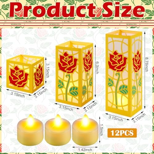Rossesay 12 Pcs Rose Princess Lantern Table Centerpiece for Party Decor - Image 2