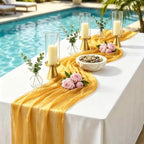 20 Pack Gold 17 x 108 Inch Cheesecloth Table Runner - Boho Gauze Sheer Fabric for Wedding Baby Shower Party Home Decor - Image 3