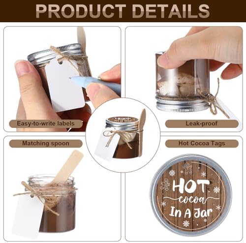 Hoolerry 50 Set Hot Chocolate Jars with Lids 3.4 oz Small Jars Party Favors - Image 3