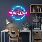 The World Is Yours Neon Sign Carved Planet The World Is Yours LED Neon Light Lamp for Wall Decor Light Up Signs for Office Wedding Man Cave Game Room Bedroom Birthday Gift 41CM*31CM - Image 6