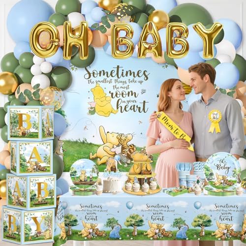 Classic Bear Baby Shower Decorations Boy Blue Oh Baby Decorations Kit - Image 6