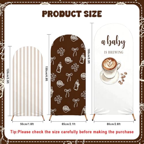 3 Pcs (4/5/6 Ft) A Baby is Brewing Baby Shower Decoration A Baby Brewing Arch Backdrop Cover Brown Coffee Bean Theme Backdrop for Gender Reveal Birthday - Image 2