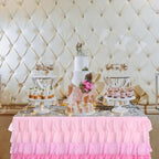 MECCANIXITY 1 Pack 14ft Pink Tutu Table Skirt, Ruffle Tablecloth for Rectangle or Round Table Cover for Birthday Weddings Cake Dessert Table Decorations - Image 5