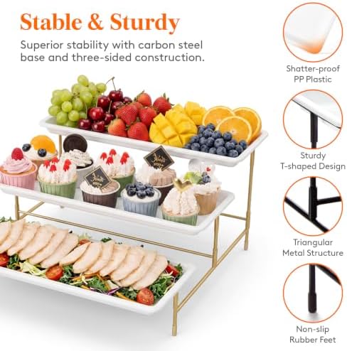 Lifewit 3 Tier Serving Tray for Party, Plastic Tiered Food Serving Platters - Image 6