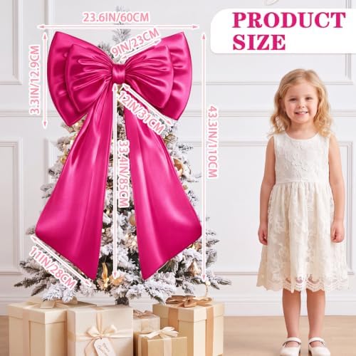 Sosation Hot Pink Large Bow Decor Big Bow for Backdrop 24x43 in - Image 2