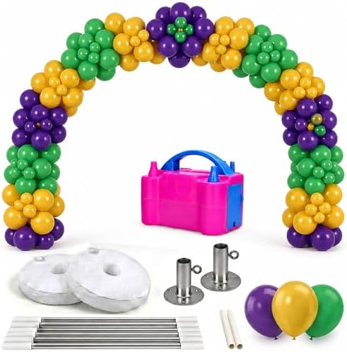 Balloon Arch Deluxe DIY Professional Kit with Mardi Gras Gold, Green and Purple Balloons (1/Pkg) Pkg/1 by PMU