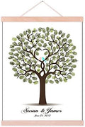 DIY Fingerprints Wedding Sign in Guest Book Tree Canvas with Wooden Hanger Personalized Wedding Gift for Couple Anniversary Party Decorstions-80x120cm by Unknown