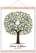 DIY Fingerprints Wedding Sign in Guest Book Tree Canvas with Wooden Hanger Personalized Wedding Gift for Couple Anniversary Party Decorstions-80x120cm by Unknown
