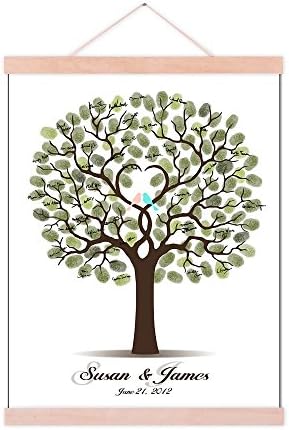 DIY Fingerprints Wedding Sign in Guest Book Tree Canvas with Wooden Hanger Personalized Wedding Gift for Couple Anniversary Party Decorstions-80x120cm by Unknown